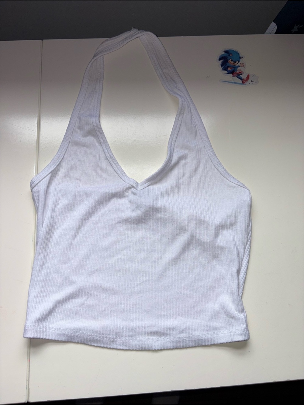 Tilly's White Ribbed Halter Crop Top